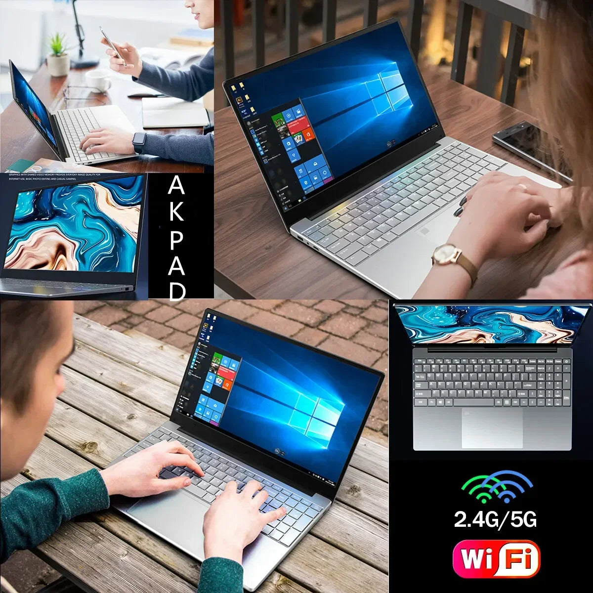 Intel AKPAD Cheap Notebook 15.6 Inch Laptop Windows 11 10 Pro 1920*1080 Laptop 12G RAM 128G/256GB/512GB/1TB/2TB SSD HDMI Port