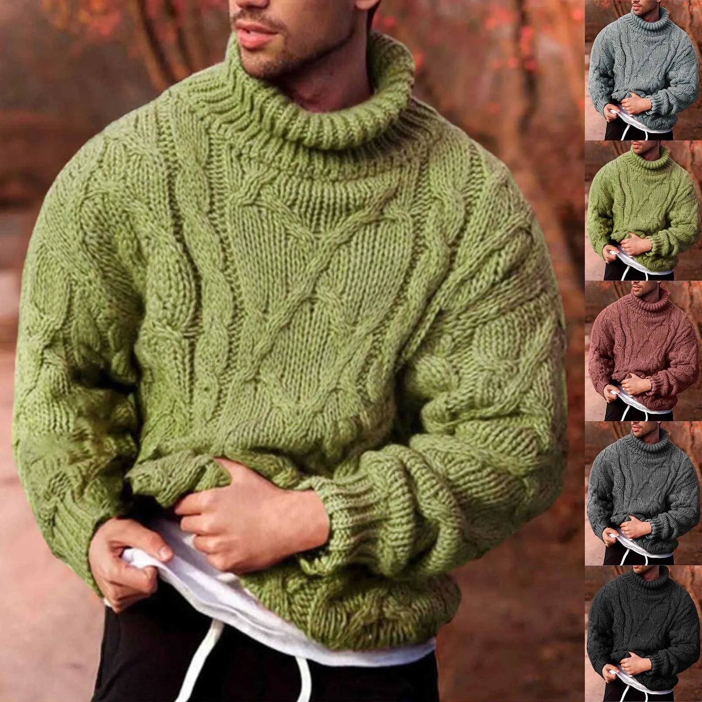 Fashion Tops Men Fleece Sweater Warm High Quality Autumn Winter Clothes Jumper Knitwears Long Sleeve Pullover Knitted Sweaters