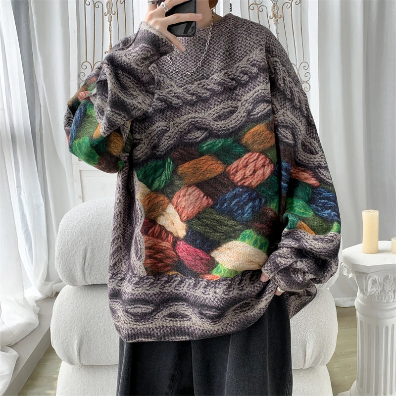 3D Printing Casual O-neck Sweater Coats Men Harajuku Unisex Fashion Loose Knitted Pullovers Autumn Winter New Men's Knitwear