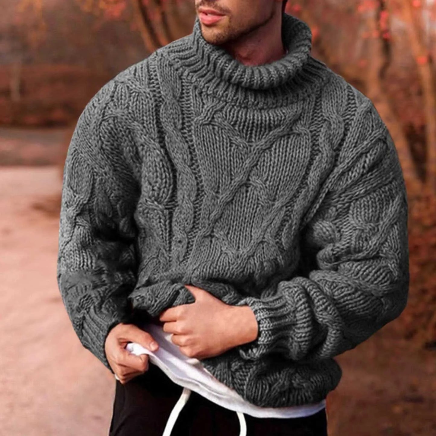 Fashion Tops Men Fleece Sweater Warm High Quality Autumn Winter Clothes Jumper Knitwears Long Sleeve Pullover Knitted Sweaters