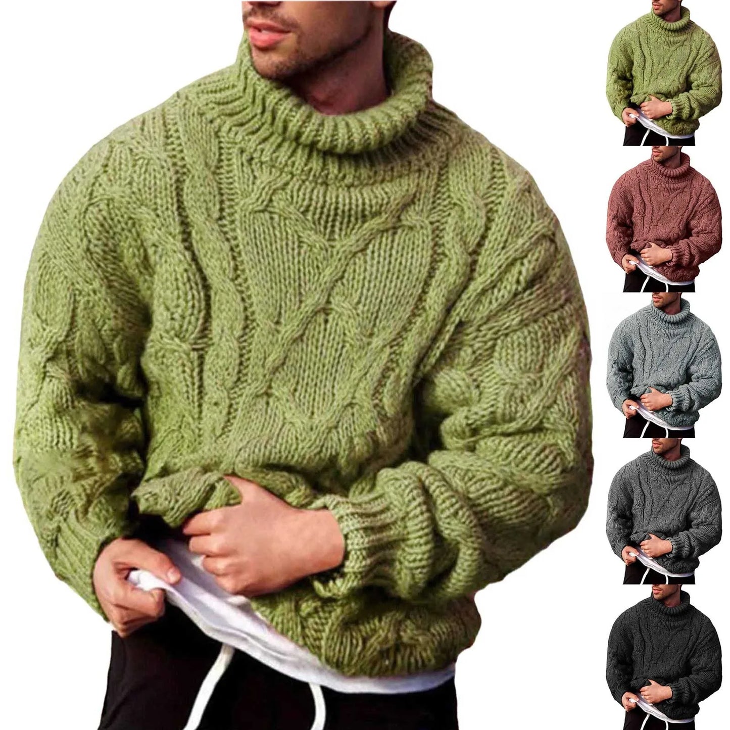 Fashion Tops Men Fleece Sweater Warm High Quality Autumn Winter Clothes Jumper Knitwears Long Sleeve Pullover Knitted Sweaters