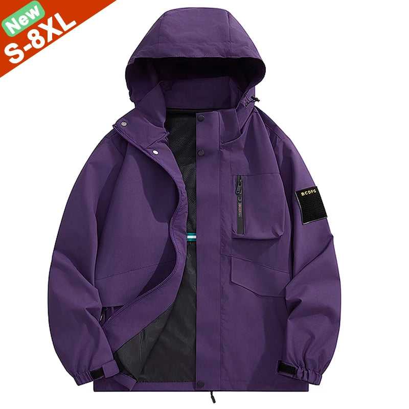 S-8XL Plus Size Jacket Coats Men Windproof Camping Windbreaker Women Jacket Male Hiking Clothing Jacket Man Tops Sports Wearing