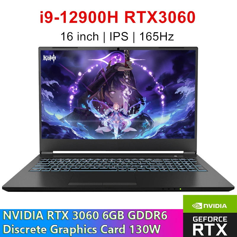 Topton New L8 Gaming Laptops i9 12900H i7 13620H NVIDIA RTX 4060 8G 16 inch 165Hz IPS Windows 11 NVMe Notebook Gamebook WiFi6