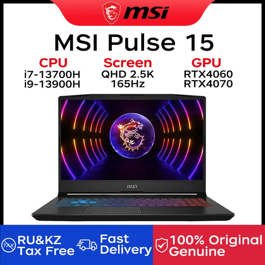 MSI Pulse 15 Gaming Laptop 15.6 Inch QHD 2.5K 165Hz IPS Screen Notebook i7-13700H 16GB 1TB RTX4060 Gaming Computer Netbook Win11